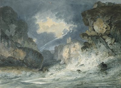 Château de Dunstanburgh pendant un orage, 18ème siècle - Thomas Girtin